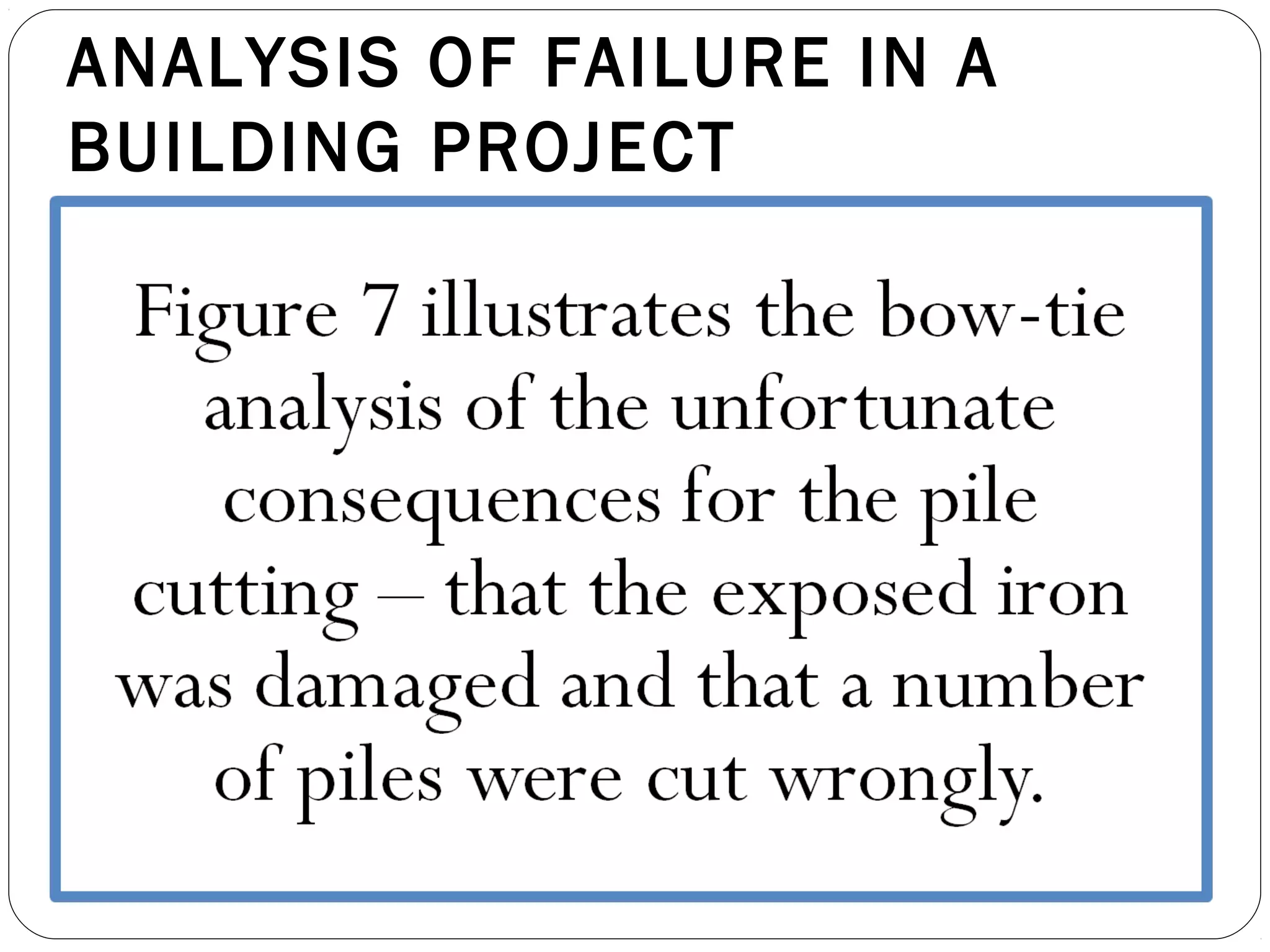 ANALYSIS OF FAILURE IN A
BUILDING PROJECT
 
