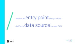 AMP as an entry pointinto your PWA
AMP as a data sourcefor your PWA
 