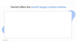 Proprietary + Conﬁdential
Gemini offers the world’s largest context window
 