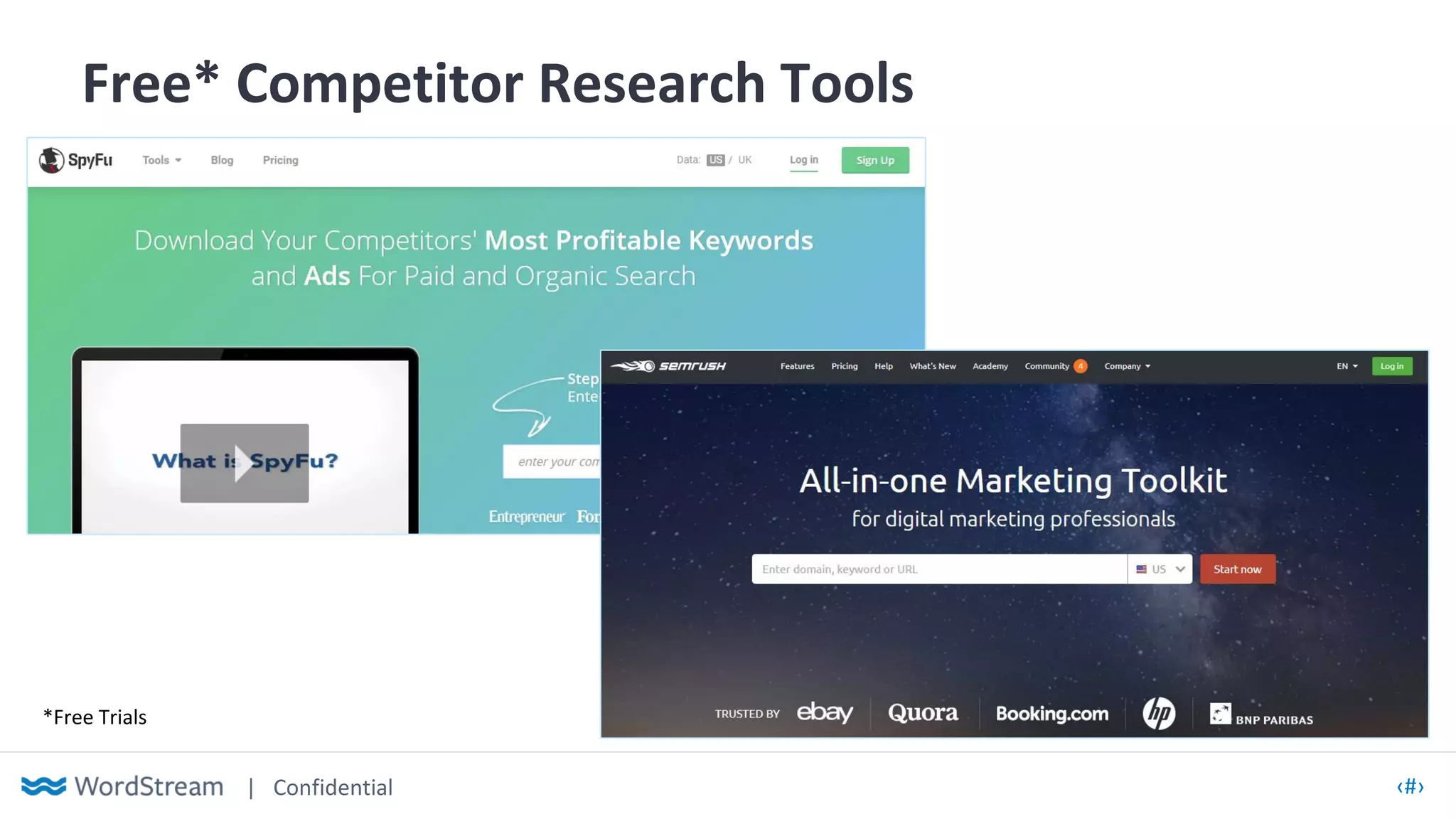 | Confidential ‹#›
Free* Competitor Research Tools
*Free Trials
 