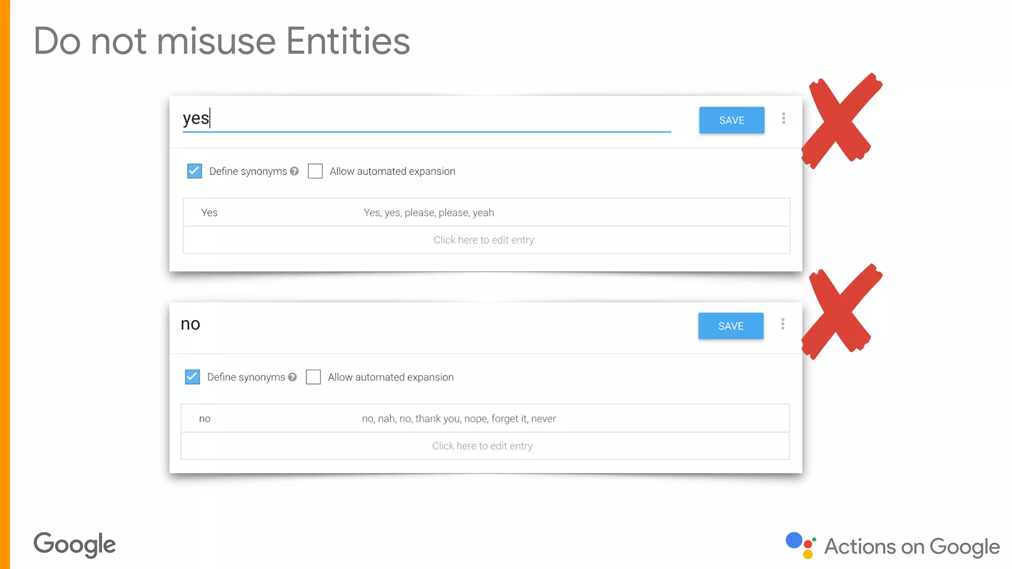 Title TextDo not misuse Entities
✘
✘
 
