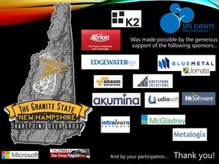 Was made possible by the generous 
support of the following sponsors… 
And by your participation… Thank you! 
 