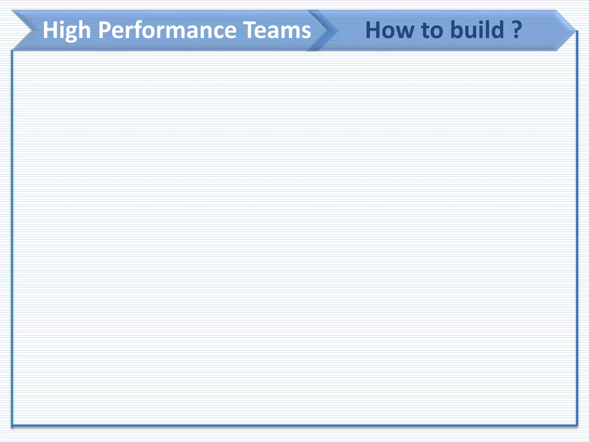 High Performance Teams How to build ?
 