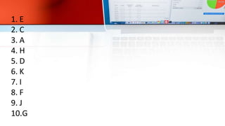1. E
2. C
3. A
4. H
5. D
6. K
7. I
8. F
9. J
10.G
 