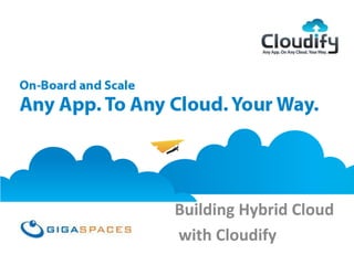 GigaSpaces Cloudify
Any App, On Any Cloud, Your Way




                           Building Hybrid Cloud
                           with Cloudify
 