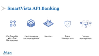 SandboxFlexible secure
API management
Configurable
Workflow
Management
Fraud
Management
Consent
Management
SmartVista API Banking
 