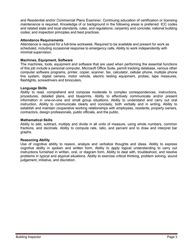 Village of Carpentersville Building Inspector PDF