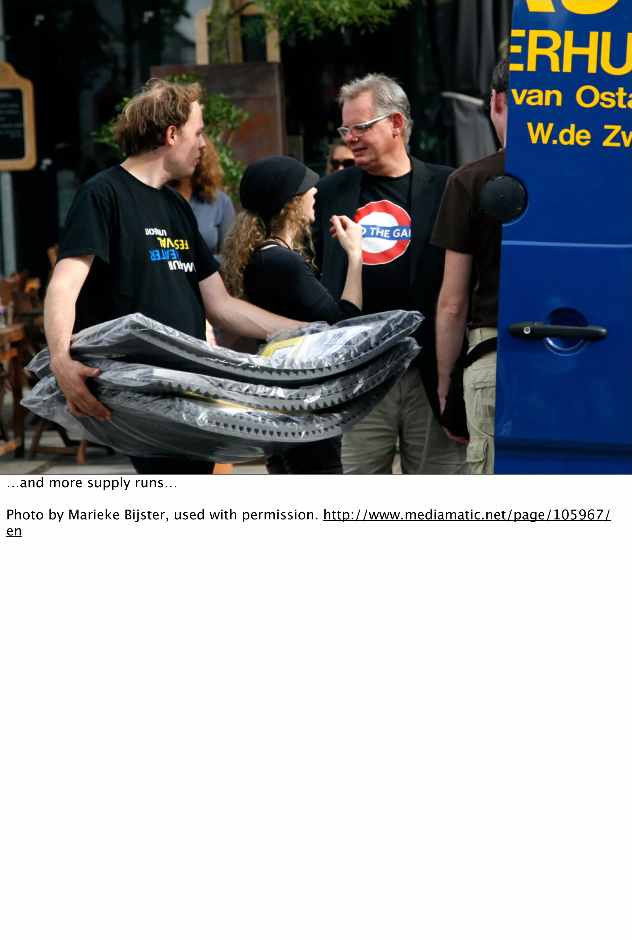 …and more supply runs…

Photo by Marieke Bijster, used with permission. http://www.mediamatic.net/page/105967/
en
 