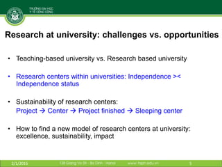 Building institutional research capacity for integrated approaches: An example from Vietnam