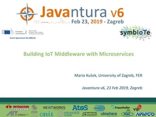 © 2019 – The symbIoTe Consortium
Building IoT Middleware with Microservices
Mario Kušek, University of Zagreb, FER
Javantura v6, 23 Feb 2019, Zagreb
Grant Agreement No 688156
 