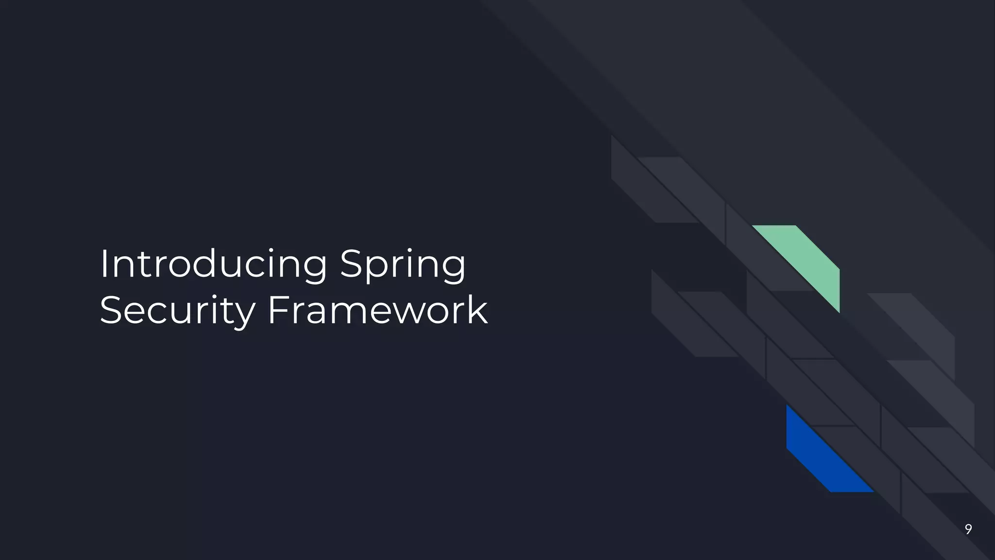 Introducing Spring
Security Framework
9
 