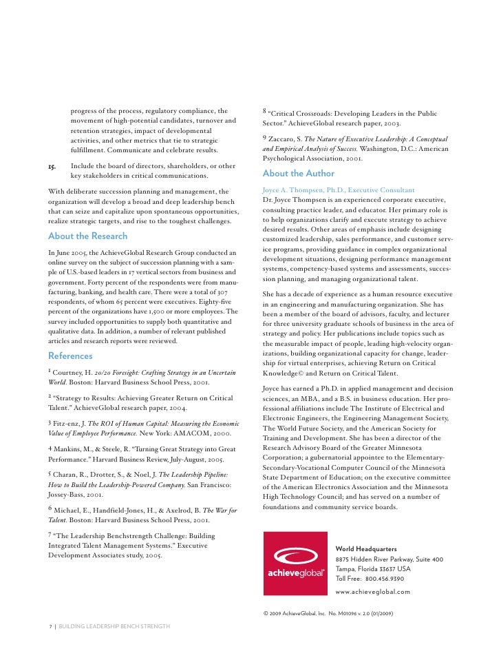 Building Leadership Bench Strength Current Trends in Succession Plan…
