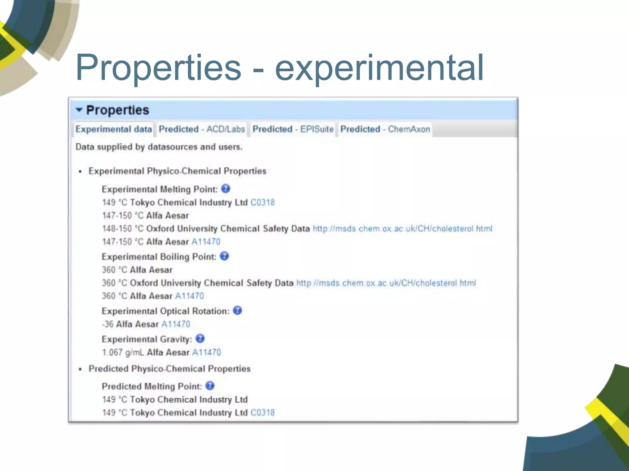 Properties - experimental
 