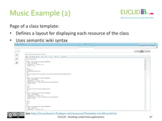 Music Example (2)
Page of a class template:
• Defines a layout for displaying each resource of the class
• Uses semantic w...