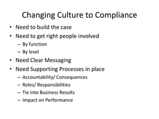Building a culture of Compliance Managing employee competence  