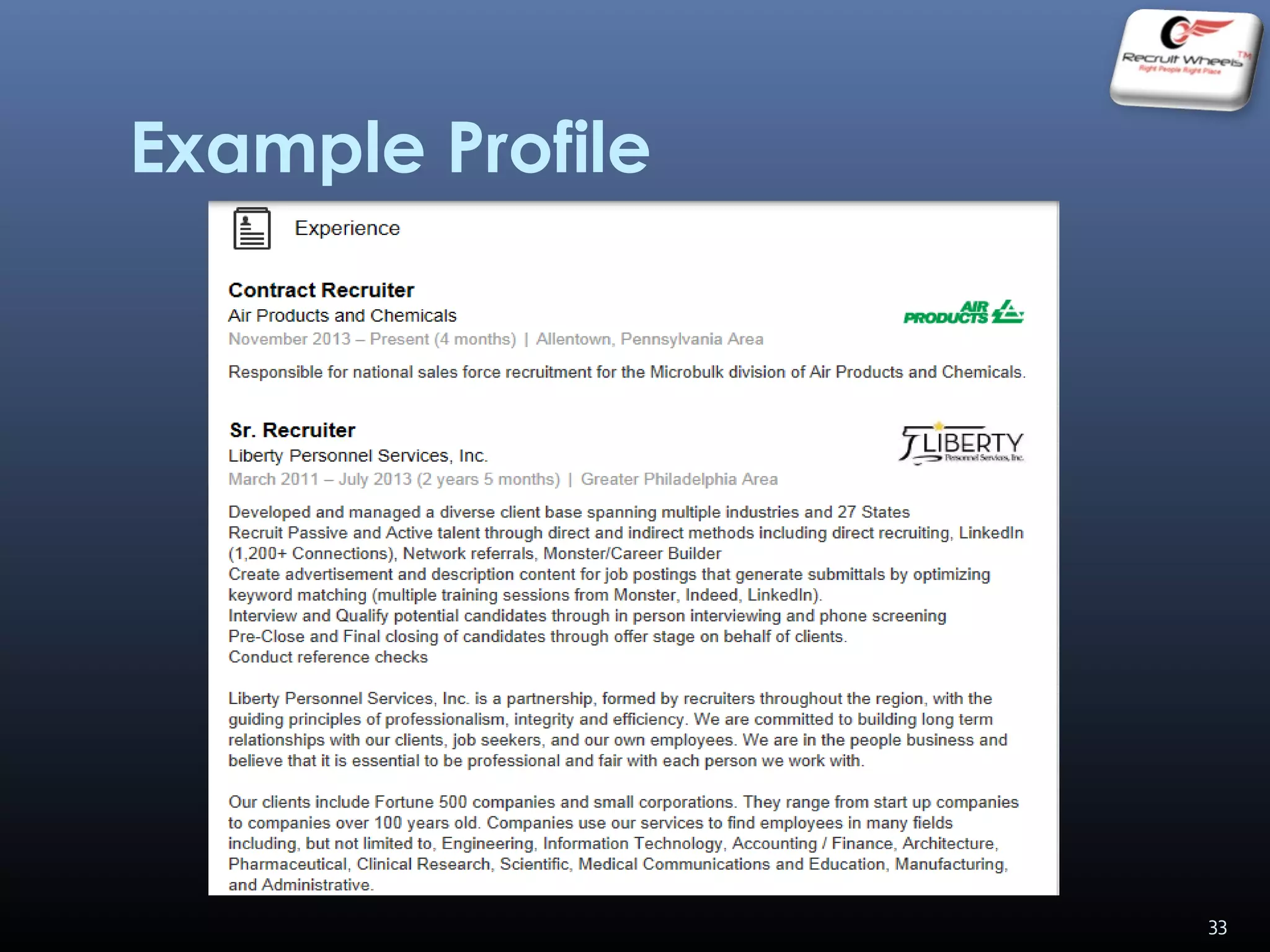 Example Profile
33
 
