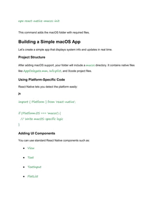 React Native for macOS App Development in 2025 | PDF