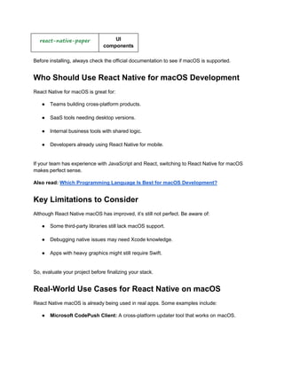 React Native for macOS App Development in 2025 | PDF