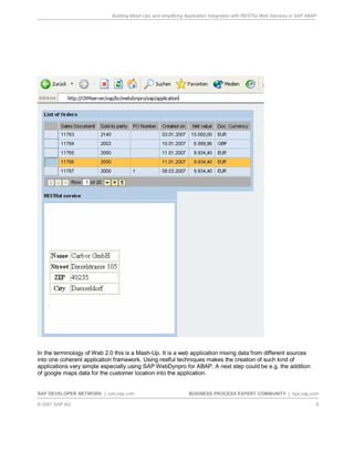 Building mash ups and simplifying application integration with res tful ...