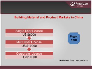 Building Material and Product Markets in China
Published Date : 15-Jan-2014
Corporate License
US $10000
Multi User License
US $10000
Single User License
US $6000
Pages
1701
 