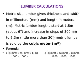 Lumber Formulas Building materials | PPT