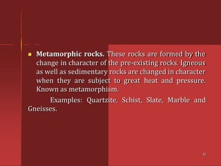 Metamorphic Characters Building materials | PPTX