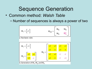 Sequence Generation
• Common method: Walsh Table
– Number of sequences is always a power of two
 