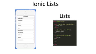 Lists
Ionic Lists
 