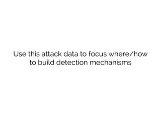 Use this attack data to focus where/how
to build detection mechanisms
 