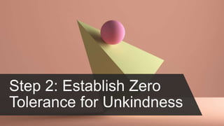 Step 2: Establish Zero
Tolerance for Unkindness
 