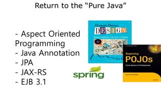 Reflection + AOM
93
• Since Java 1.2
• Java Class definition can be
accessible with Reflection
APIs
• For the concrete part, Get
the Metadata from Class
Definition
• For the flexible part, use the
AOM
 