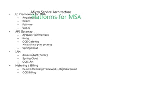 Monolithic Architecture
à 모든 서비스가 한번에 재배포
à 한팀의 반영을 위하여 모든 팀이 대기
à 지속적 딜리버리가 어려워
 