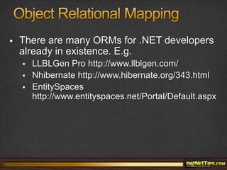 Declarative mapping between application and storage models