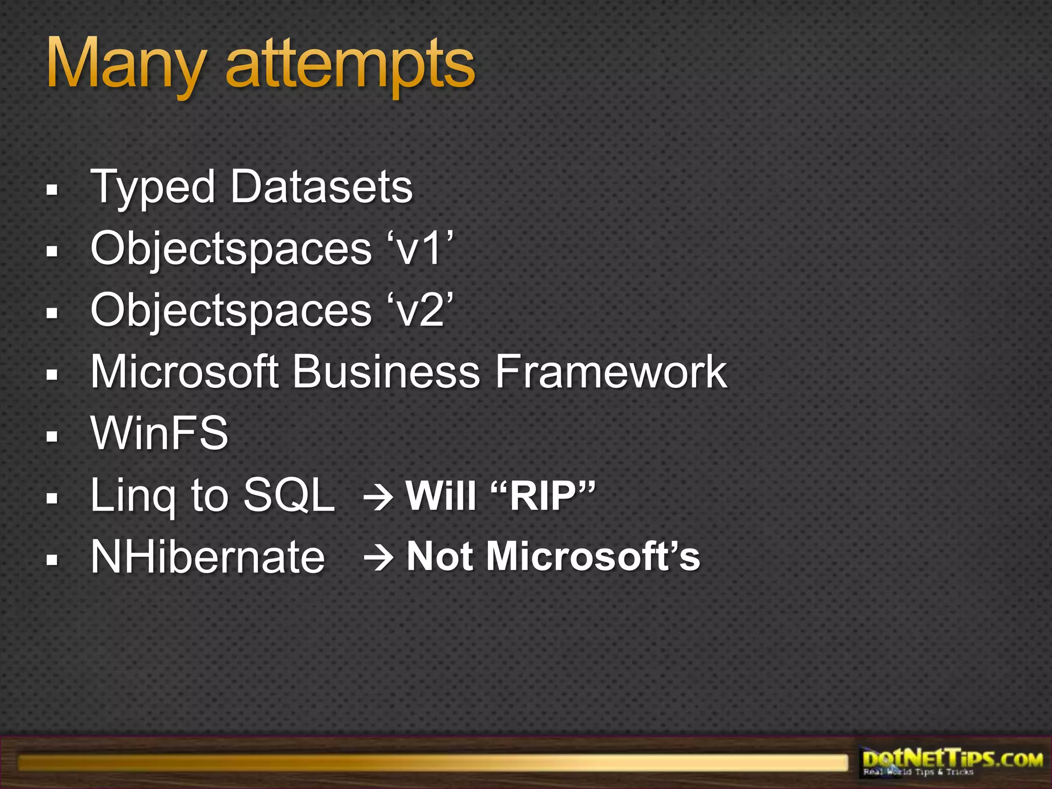 The DilemmaSoftware Architects & DevelopersDatabase Designers & Administrators