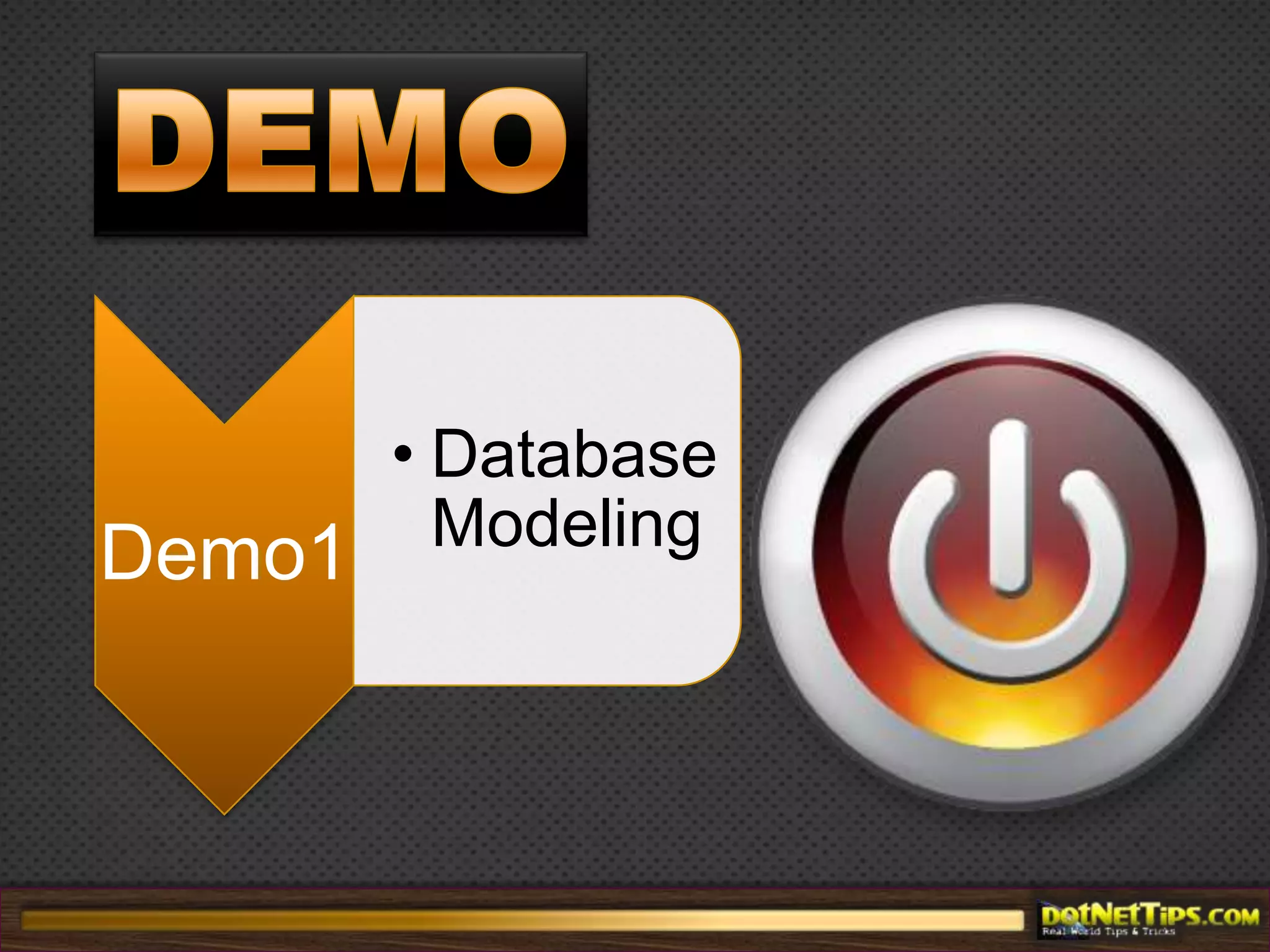 EDM & Entity Framework?The Entity Framework (EF) is an Object Relational Modeling tool leveraging the EDMFocus on your domain, not how to persist!EDM is used to describe your model.Allows different rate of change between database and code!EF uses a storage model and mapping to enable this.