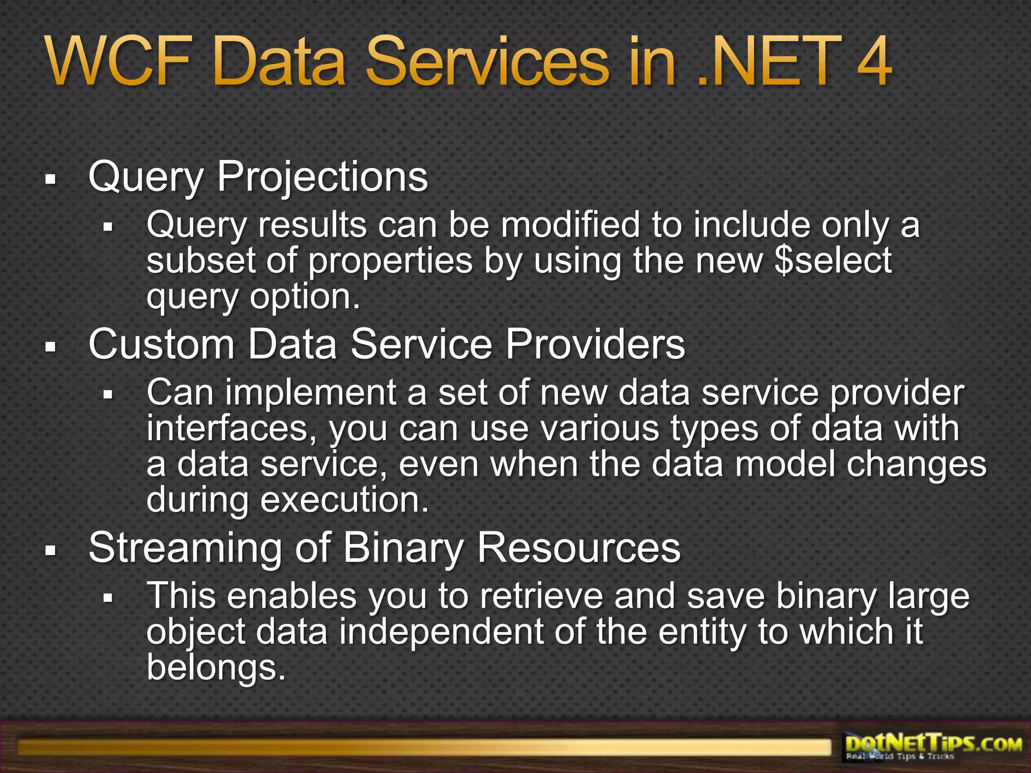 Data Services - A REST InterfaceThe underlying model
