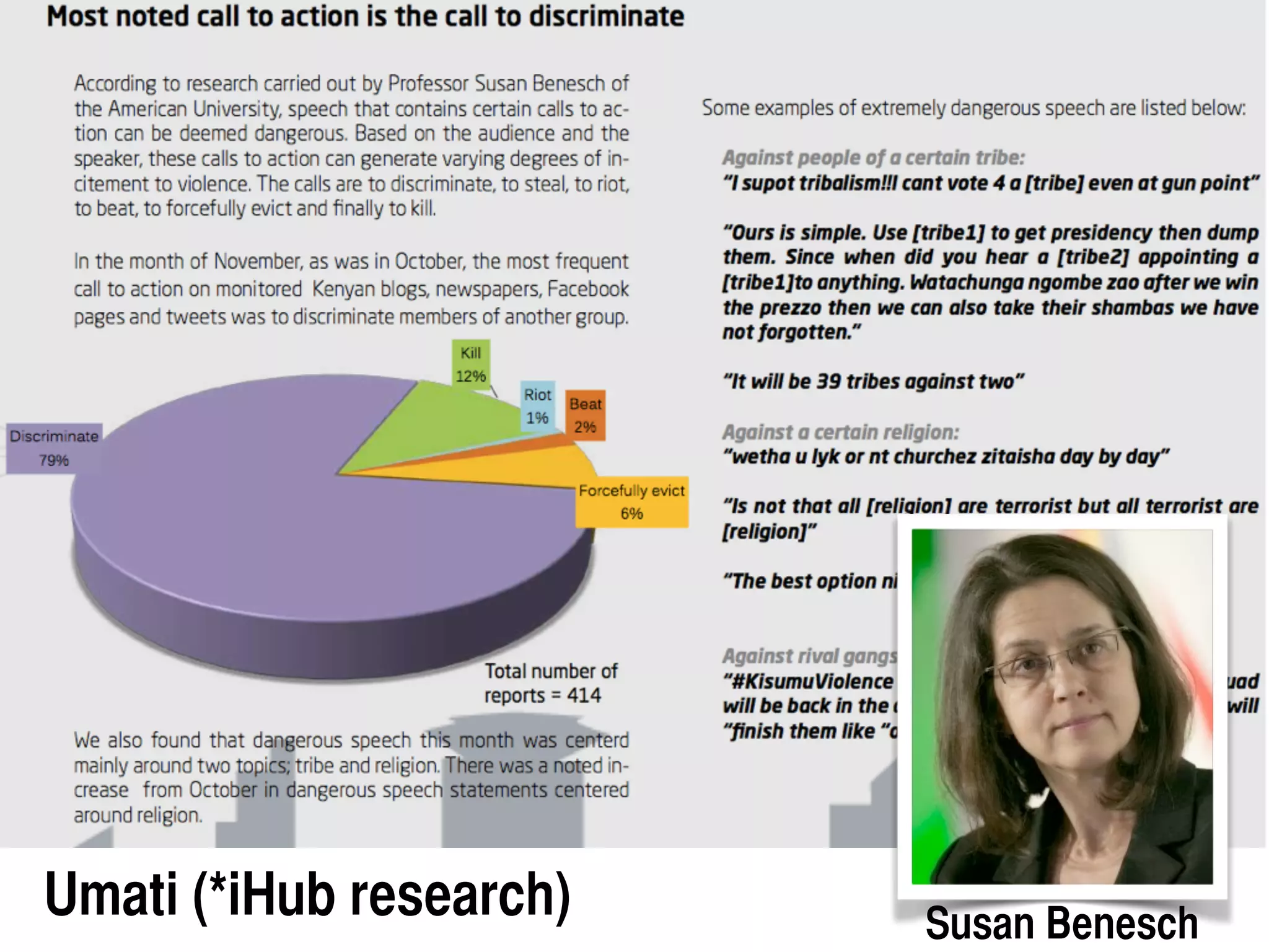 Susan Benesch
Umati (*iHub research)