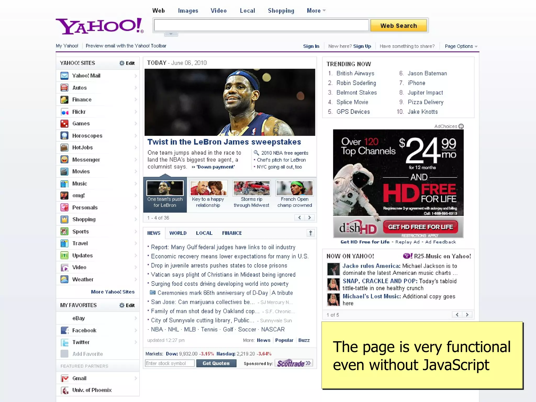 The page is very functional
even without JavaScript
 