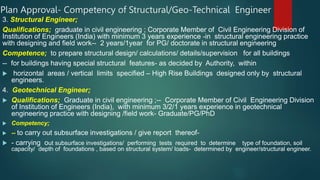 Plan Approval- Competency of Structural/Geo-Technical Engineer
3. Structural Engineer;
Qualifications; graduate in civil e...