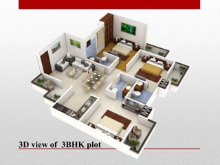 3D view of 3BHK plot
 