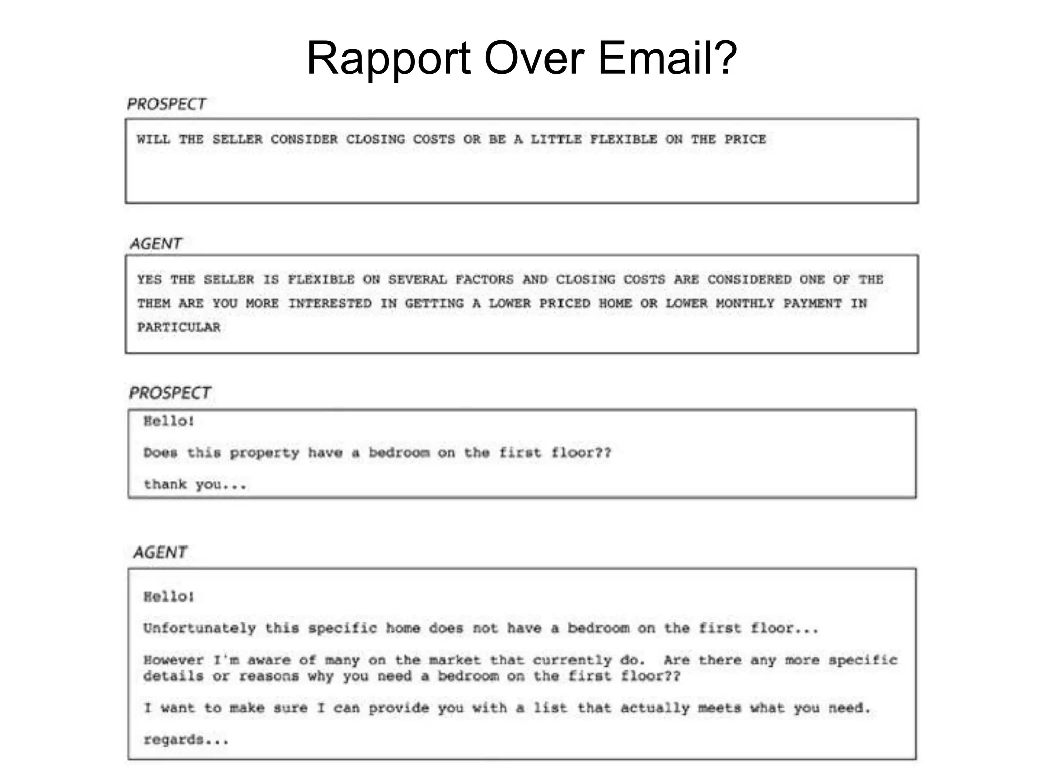Rapport Over Email?
 