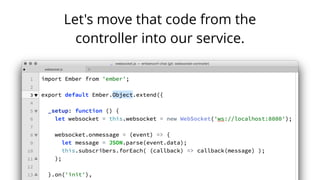 Let's move that code from the
controller into our service.
 