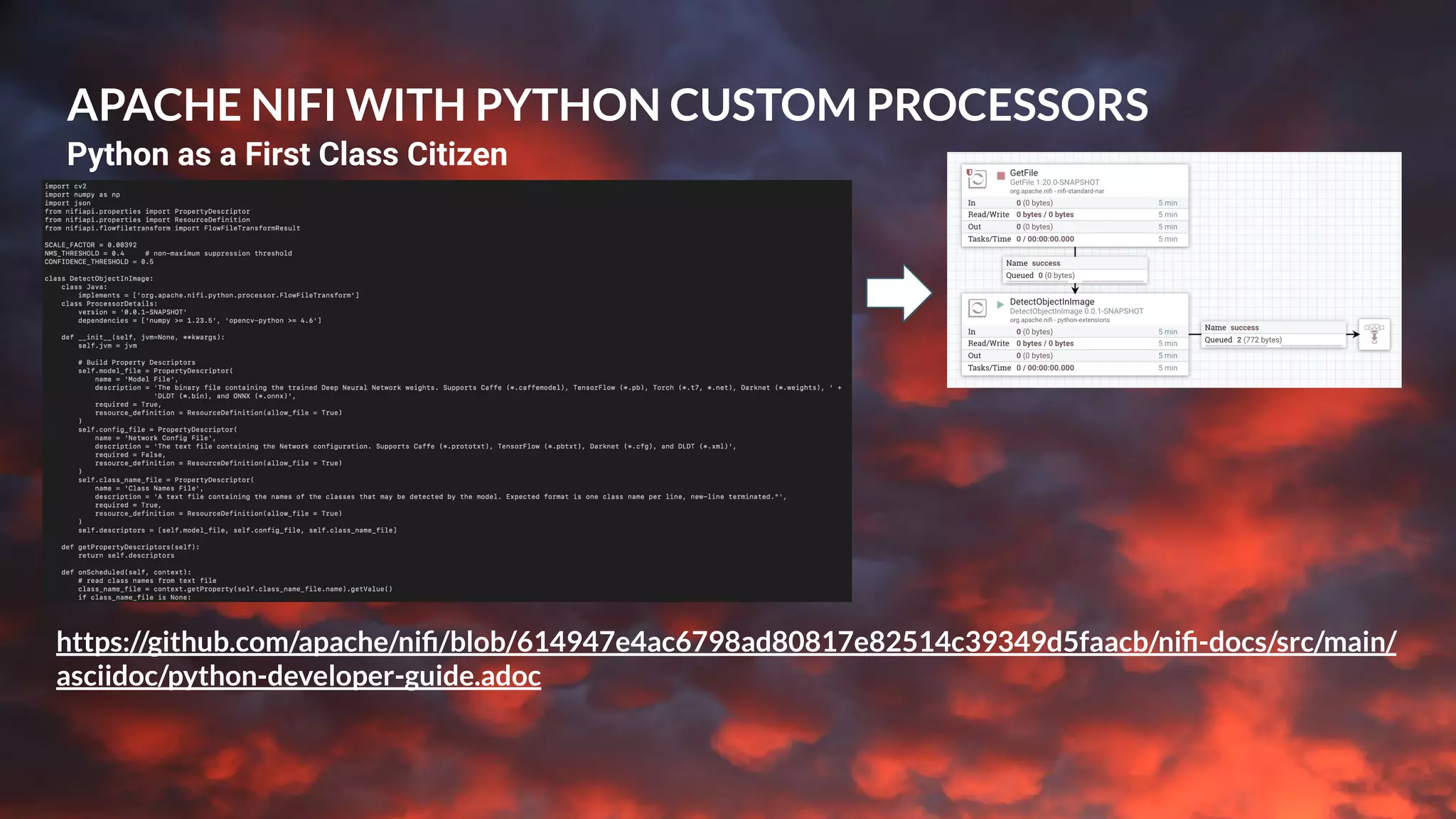 © 2019 Cloudera, Inc. All rights reserved. 26
APACHE NIFI WITH PYTHON CUSTOM PROCESSORS
Python as a First Class Citizen
https://github.com/apache/niﬁ/blob/614947e4ac6798ad80817e82514c39349d5faacb/niﬁ-docs/src/main/
asciidoc/python-developer-guide.adoc
 
