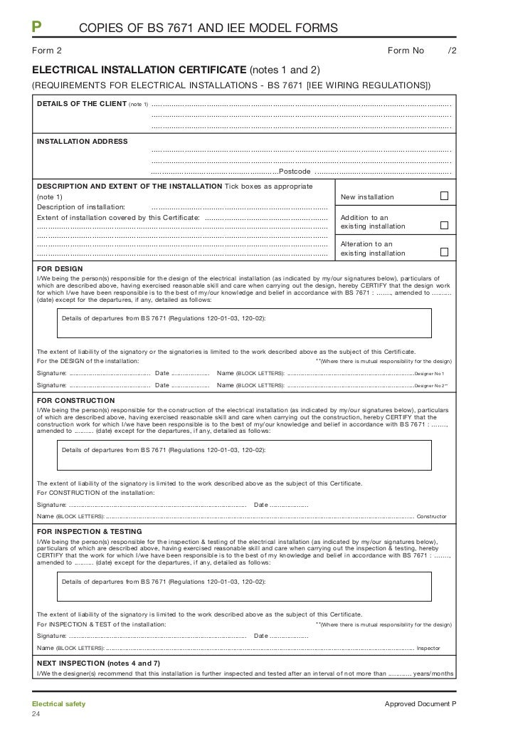 Building Regulations Electrical Safety Jan 2005
