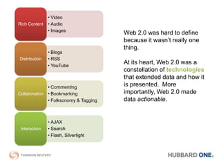 Integration into the law firm data ecosystemBy 2005Web technology advances to include new forms of content, distribution, and access
