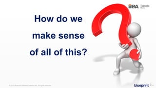 © 2015 Blueprint Software Systems Inc. All rights reserved. ⎢14
How do we
make sense
of all of this?
 