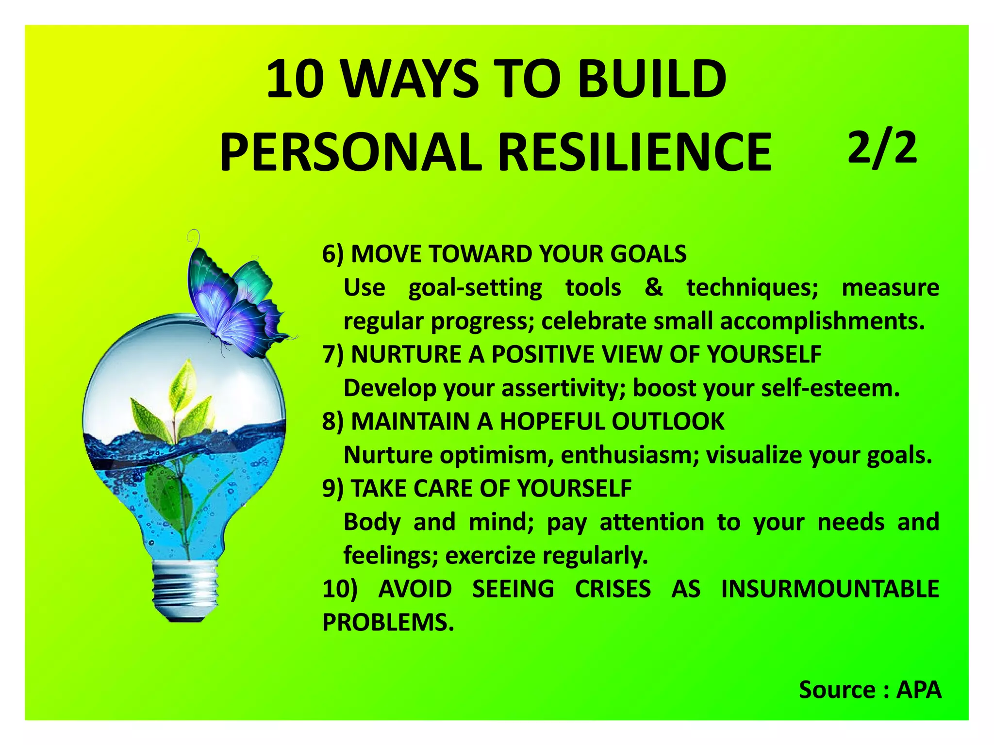 Which Is Not A Direct Benefit Of Building Personal Resilience Building Resilience in the Workplace and the Personal Sphere | PPT