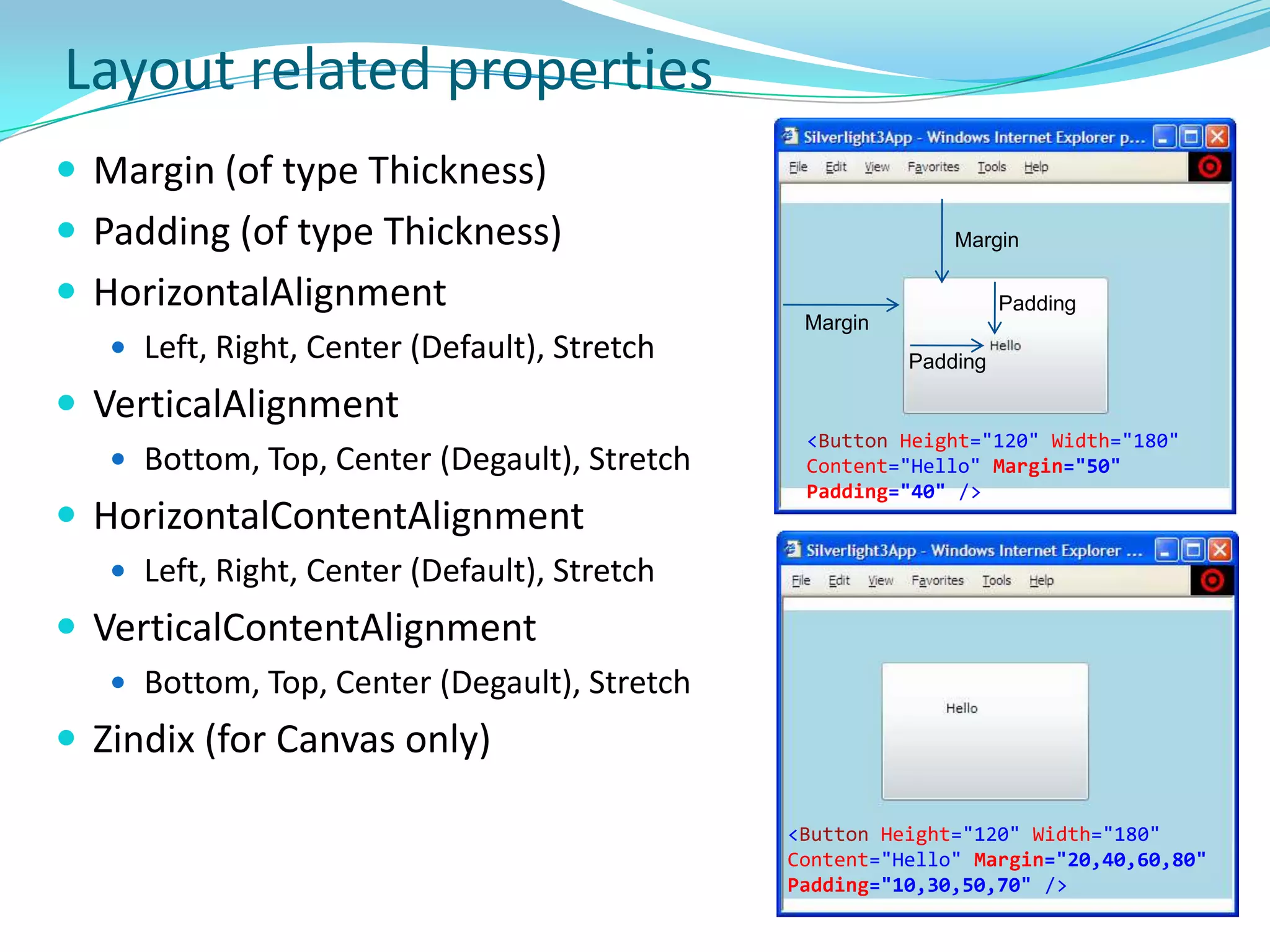 Core Presentation FrameworkSilverlight core presentation framework is subset of WPF. Provides libraries and utilities necessary to parse Silverlight XAML files, present UI to browser, and handle interaction from user..NET Framework for Silverlight