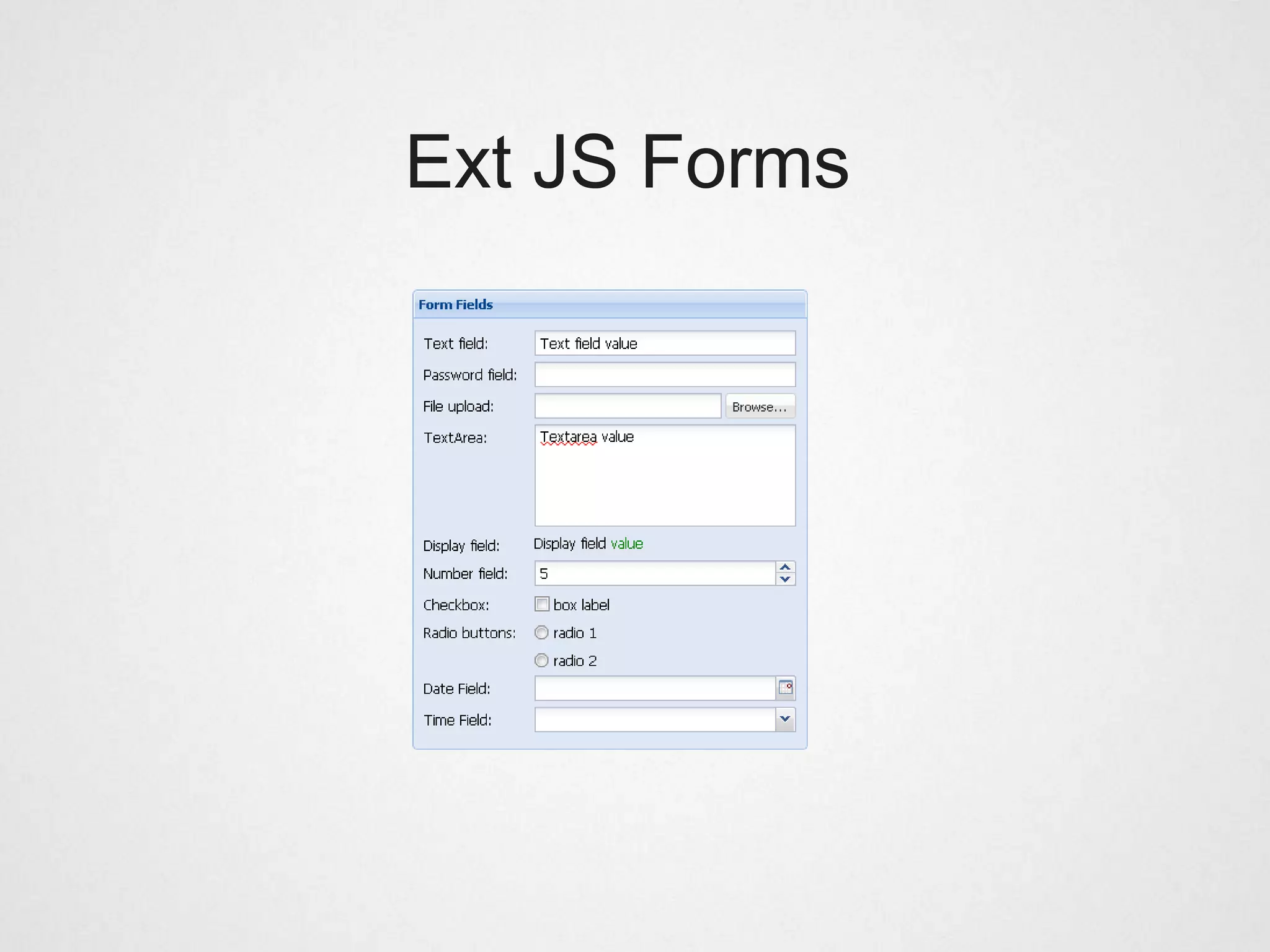 Ext JS Forms
 