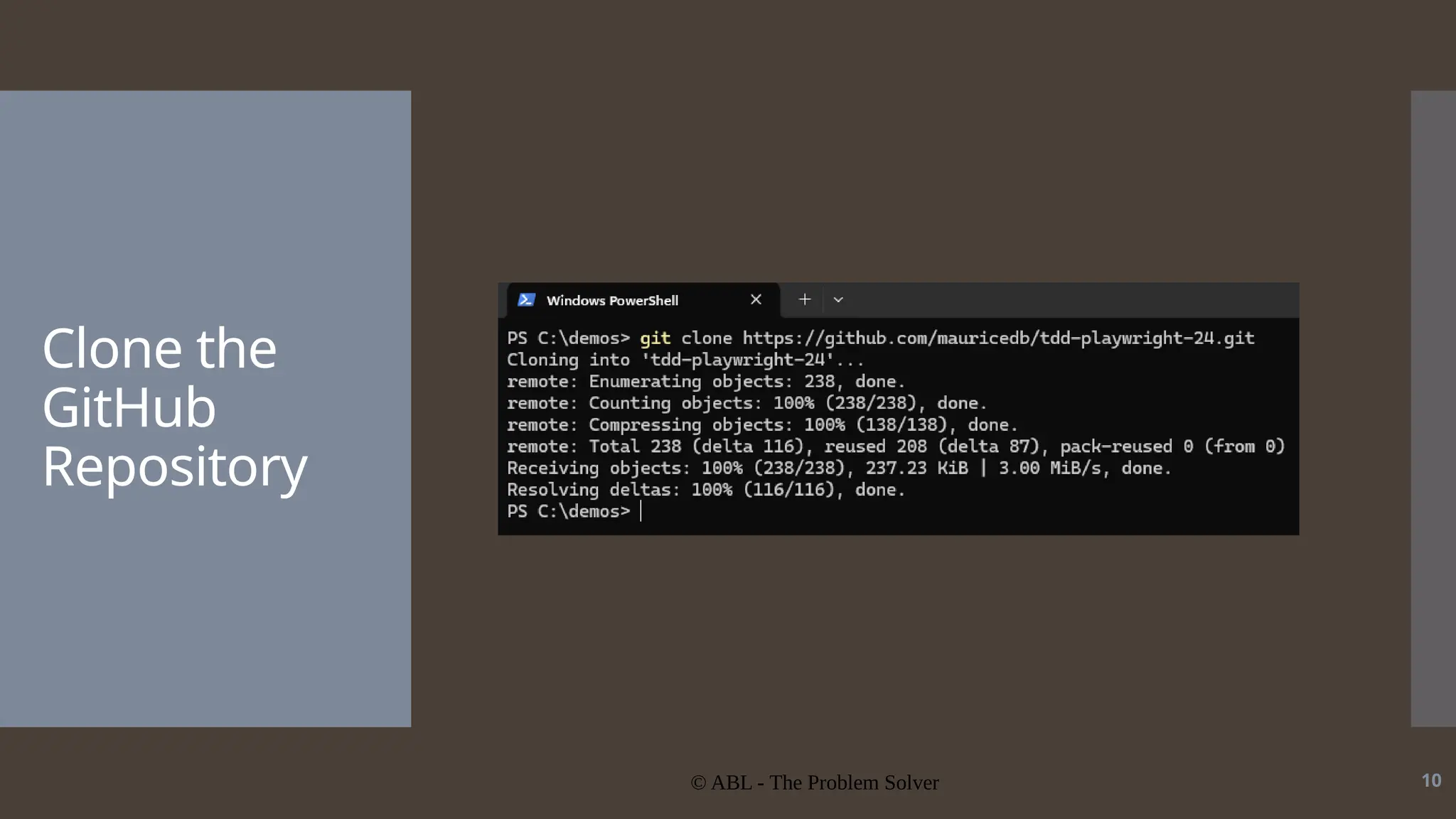 © ABL - The Problem Solver 10 Clone the GitHub Repository 